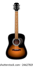 orange acoustic guitar on a white background
