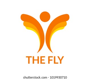 orange active people silhouette logo design 