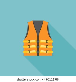 Orange adult life vest jacket illustration vector, flat design