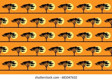 Orange african tree pattern