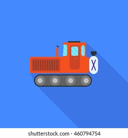 Orange agriculture farm tractor vector illustration, industrial transportation icon