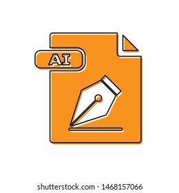 Orange AI file document. Download ai button icon isolated on white background. AI file symbol.  Vector Illustration