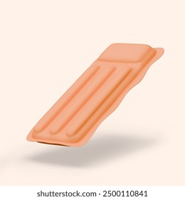 Orange air, swimming mattress closeup. Empty accessory for convenient and safe swimming