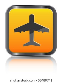 orange airplane icon isolated on white background