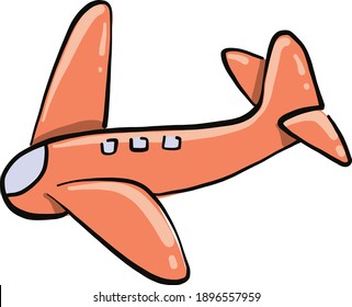 Orange airplane, illustration, vector on a white background.