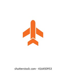Orange airplane vector icon