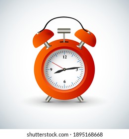 Orange Alarm Clock 3D Symbol Of Morning Wake Up Vector Illustration