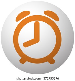 Orange Alarm Clock icon on sphere isolated on white background