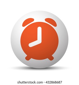 Orange Alarm Clock icon on white ball