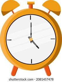Orange alarm clock, illustration, vector on a white background.