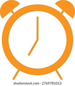 Orange alarm clock with white face and hands pointing at 10 and 12