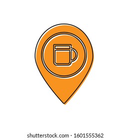 Orange Alcohol or beer bar location icon isolated on white background. Symbol of drinking, pub, club, bar.  Vector Illustration