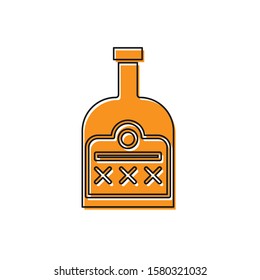 Orange Alcohol drink Rum bottle icon isolated on white background.  Vector Illustration