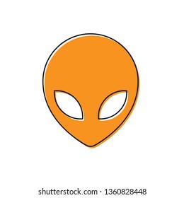 Orange Alien icon isolated on white background. Extraterrestrial alien face or head symbol. Vector Illustration
