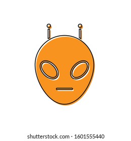 Orange Alien icon isolated on white background. Extraterrestrial alien face or head symbol.  Vector Illustration
