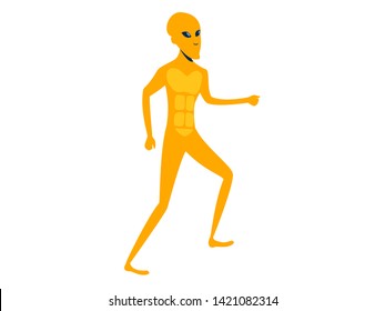 Orange alien isolated on a white background. In minimalist style. Cartoon flat Vector Illustration
