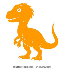 Orange Allosaurus Cartoon Character Illustration with Happy Expression on Isolated Background