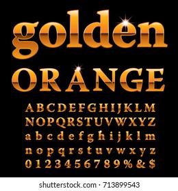 orange alphabet, fat orange letters, vector illustration