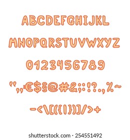 Orange alphabet and figures