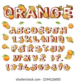 Orange alphabet illustration, These letters allow you to create any word you want, good for design on T-shirts, mugs, canvas bags, stickers, branding, packaging, magazines and more.