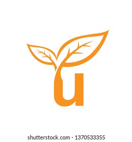 Orange Alphabet Letter U Logo