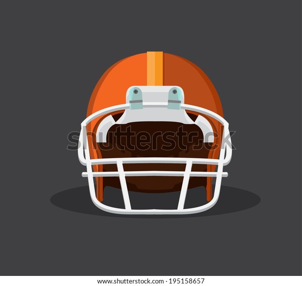 白い背景に切り取り線とオレンジのアメリカンフットボールのヘルメット のベクター画像素材 ロイヤリティフリー