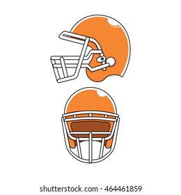 Orange American Football Helmet With Isollated on White Vector Icon