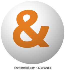 Orange Ampersand  icon on sphere isolated on white background