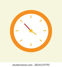Orange Analog Wall Clock Icon Round Timepiece Design Isolated Vector