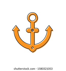 Orange Anchor icon isolated on white background.  Vector Illustration