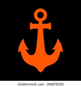 Orange  Anchor icon on a black background