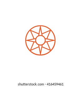 Orange ancient symbol icon Star of Ishtar vector illustration