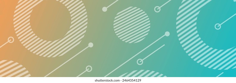 orange and, bright blue abstract gradient background banner horizontal circular geometric shape	