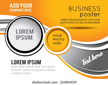 Orange ang gray background with wave - brochure design