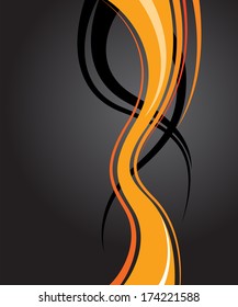 Orange ang silver abstract background with wave - brochure design