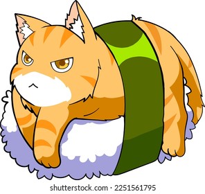 The orange angry cat merge with onigiri,you can use it for makes cute stickers and more.