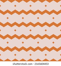 Orange angular stripes and small diamonds. Pattern. Vector seamless stripes for pillows, prints, cups, wallpapers, notebooks.