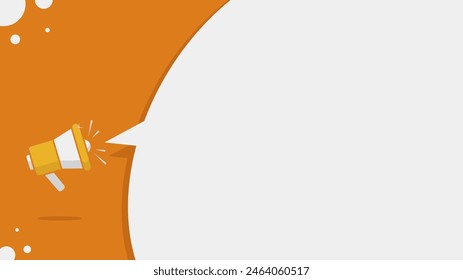 orange announcement background with empty space and megaphone