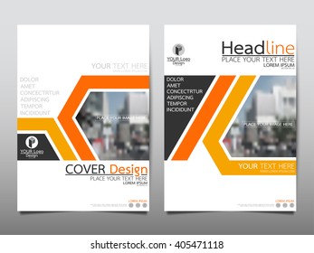 Orange annual report brochure flyer design template vector, Leaflet cover presentation abstract flat background, layout in A4 size