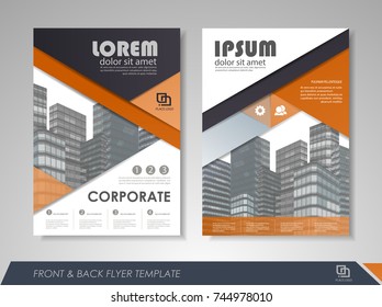 Orange annual report brochure flyer design template. Leaflet cover presentation abstract background for business, magazines, posters, booklets, banners. Layout in A4 size Easily editable vector format