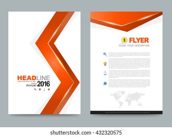 Orange annual report Leaflet Brochure Flyer template front page and back page in A4 size design, book cover layout design, Abstract presentation templates.