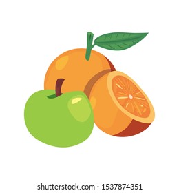 orange apple fresh food vector illustration design