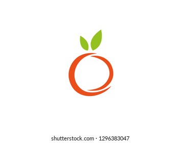 orange and apple fruit with leaves logo