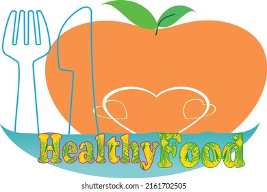 Orange apple for healthy food. Health Vector Logo. Healthy food campaign concept. Best use logo commercials