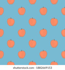 Orange apple , seamless pattern on a light blue background.