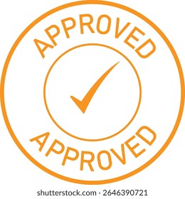  Orange Approved Stamp Icon with Checkmark Official Validation Seal
