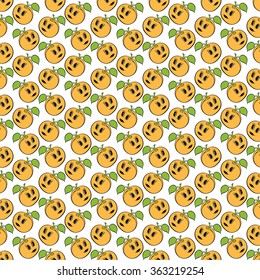 Orange apricot seamless pattern. Vector illustration on a white background