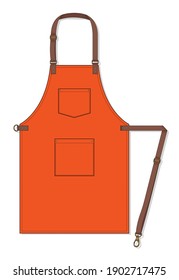 Diseño De Apron Naranja Con Correa Regulable De Cuero Y Dos Vectores De Bolsillo