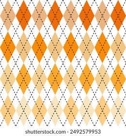 Motif d'argyle orange. Argyle  motif de Image vectorielle. Motif argyle. Motif géométrique harmonieux de vêtements, papier à envelopper, arrière-plan, arrière-plan, carte cadeau, pull.