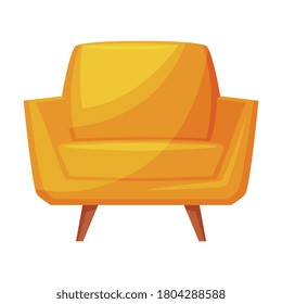 Orange Armchair, Cozy Room Interior Design Vector Illustration on White Background